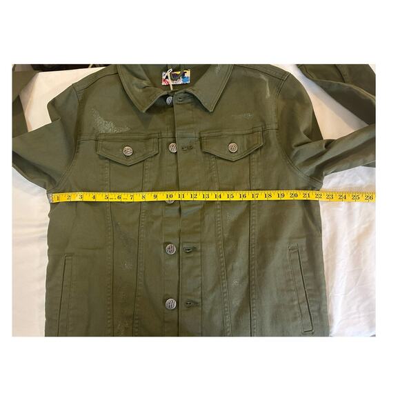 Olive Utility Denim Jacket Rugged Casual Layer Gift Ready Men’s L - Picture 6 of 8